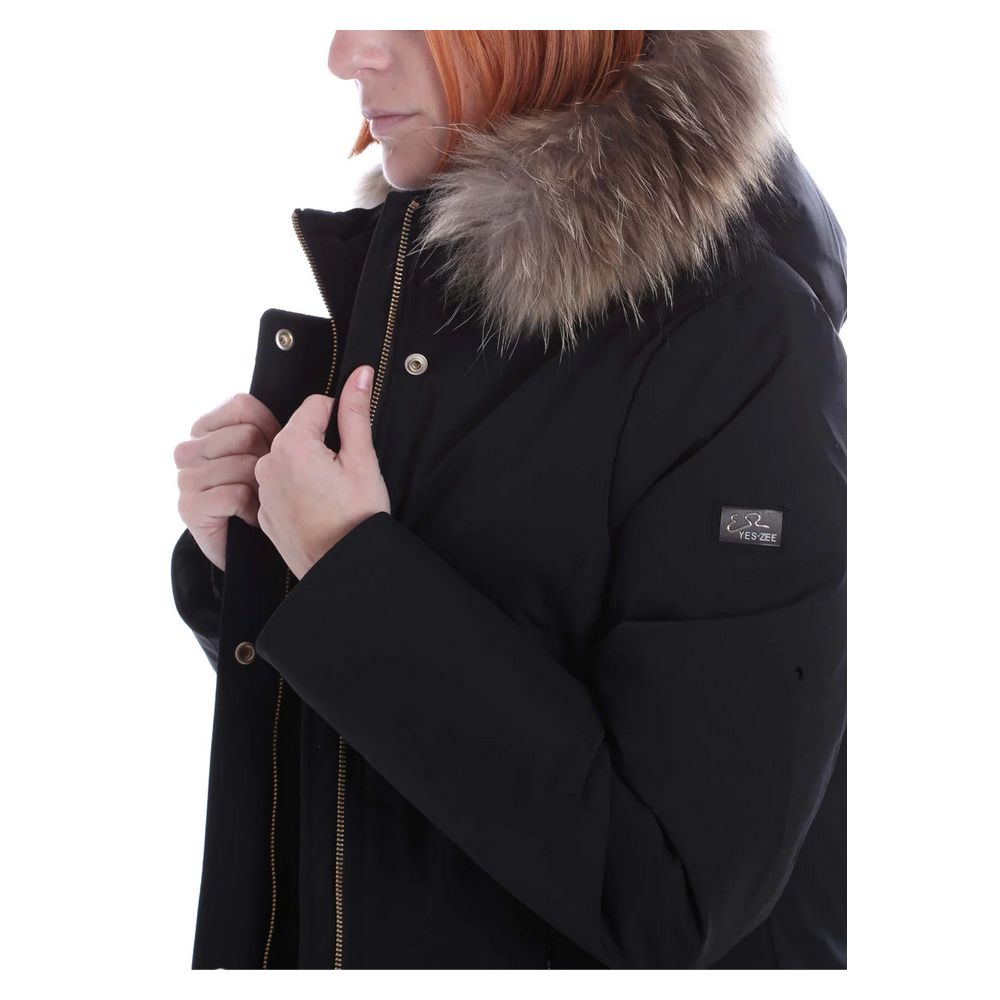 Yes Zee "Black Nylon Women Parka" Yes Zee