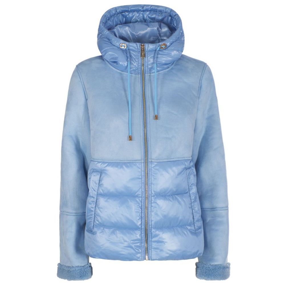 Yes Zee Light Blue Nylon Jackets & Coat Yes Zee