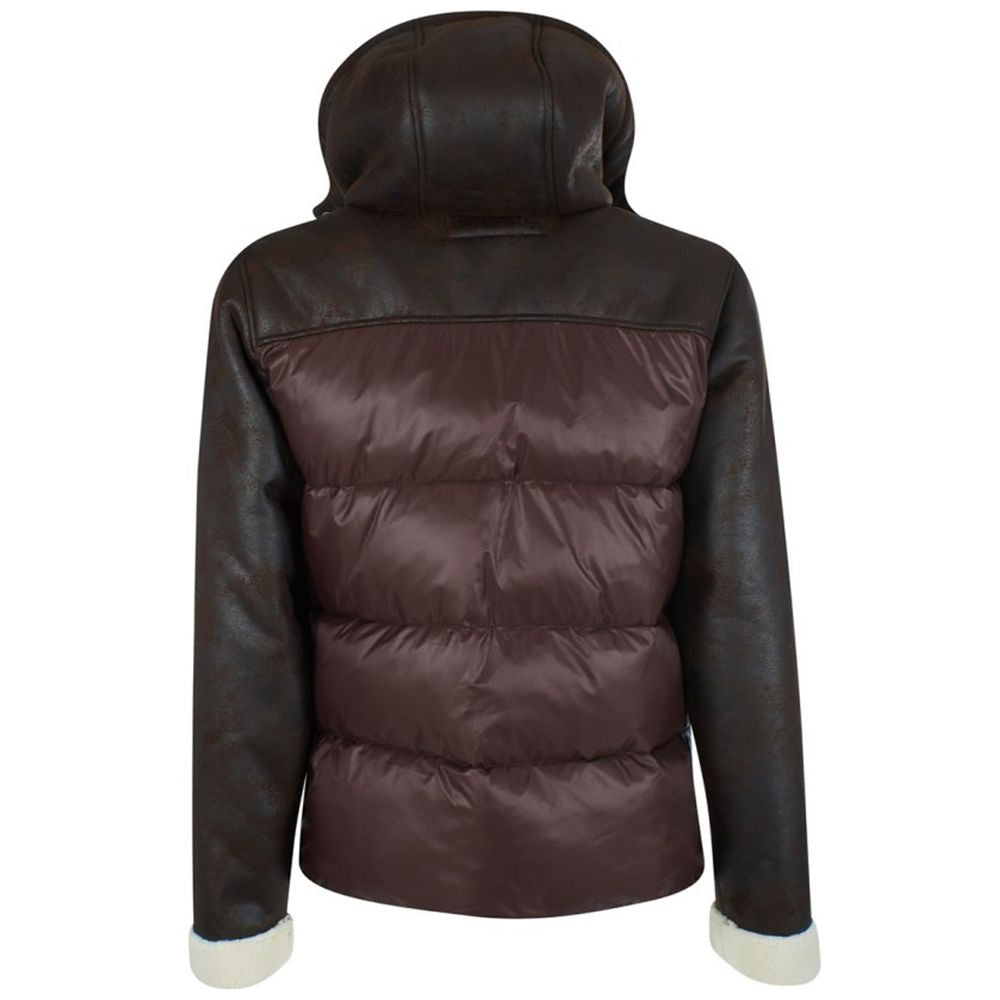 Yes Zee Brown Nylon Men Jacket Yes Zee