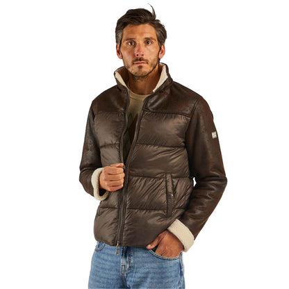 Yes Zee Brown Nylon Men Jacket Yes Zee