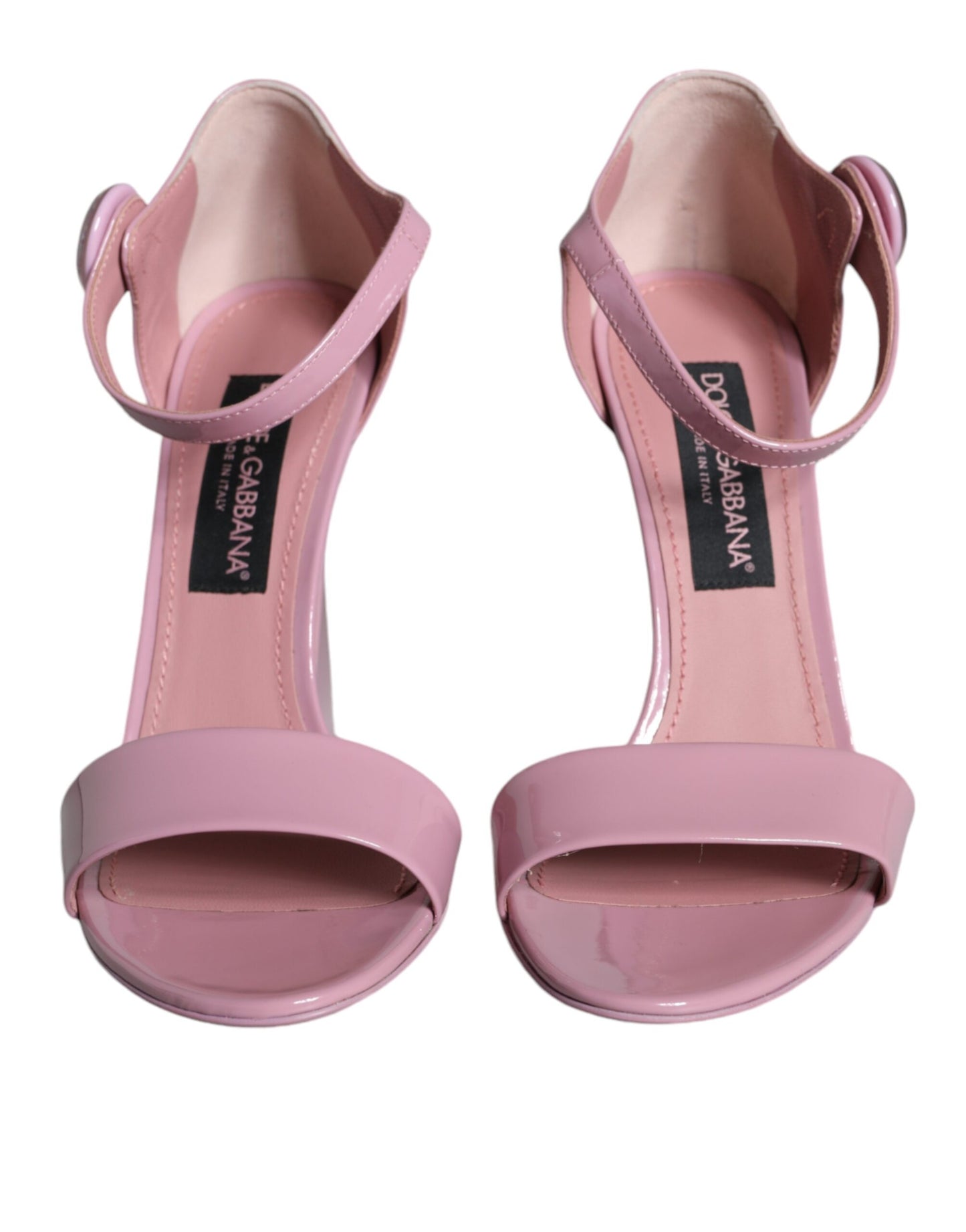 Dolce & Gabbana Pink Leather Logo Heels Keira Sandals Shoes