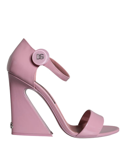 Dolce & Gabbana Pink Leather Logo Heels Keira Sandals Shoes