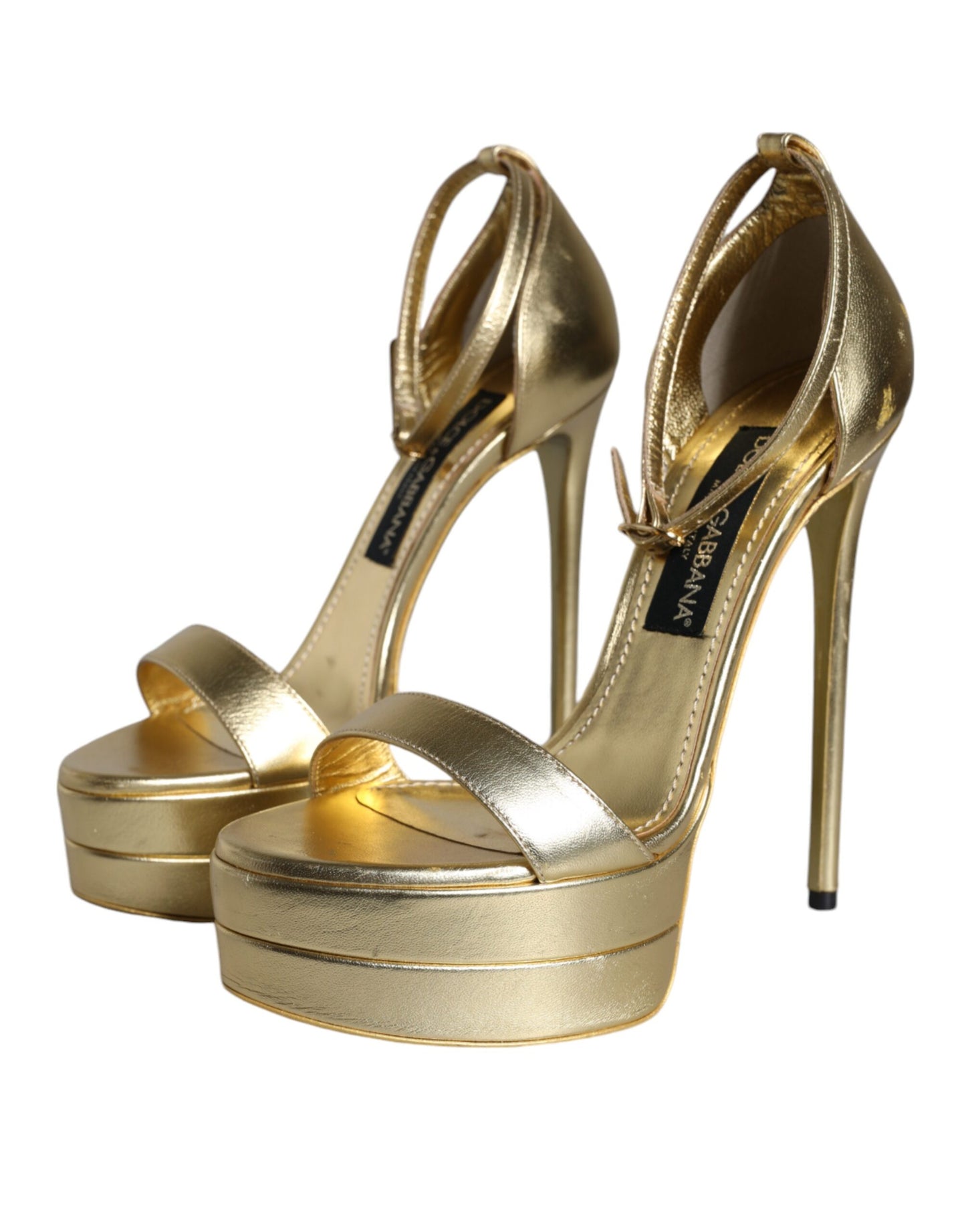 Dolce & Gabbana Gold Leather Platform Keira Sandals Shoes Dolce & Gabbana