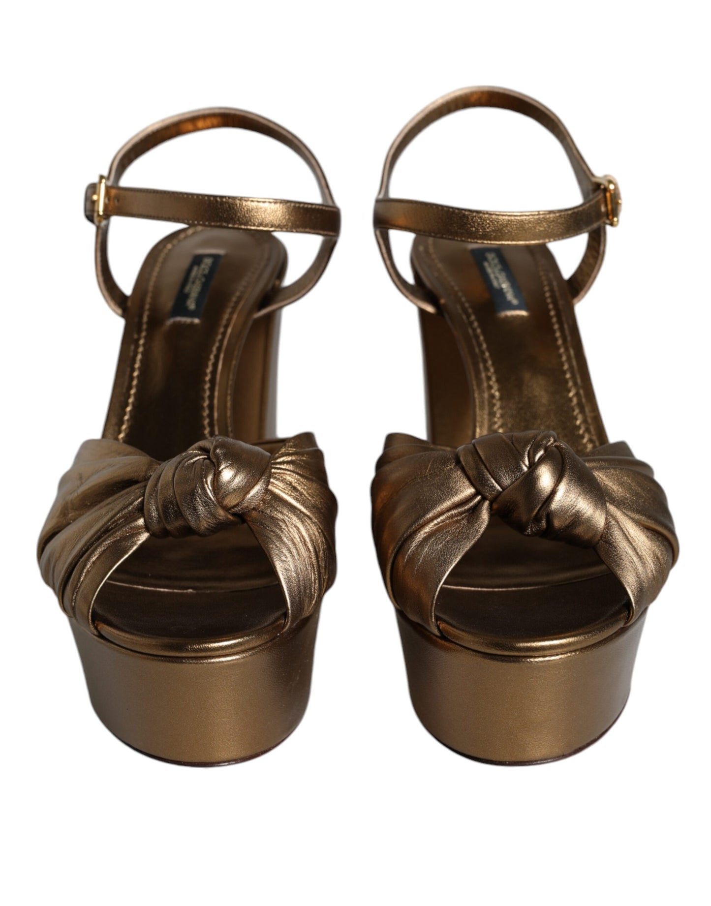 Dolce & Gabbana Gold Leather Platform Keira Sandals Shoes Dolce & Gabbana