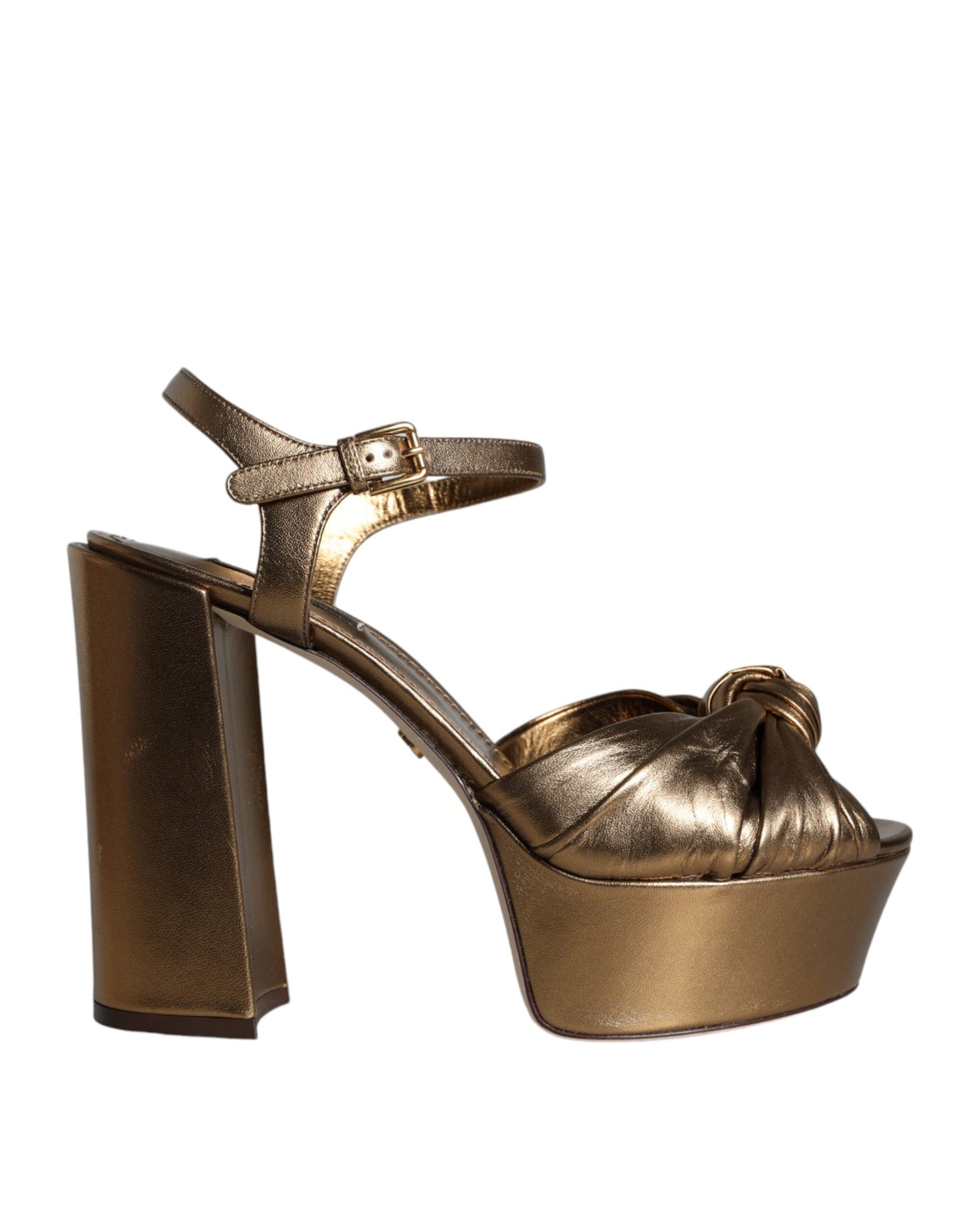 Dolce & Gabbana Gold Leather Platform Keira Sandals Shoes Dolce & Gabbana