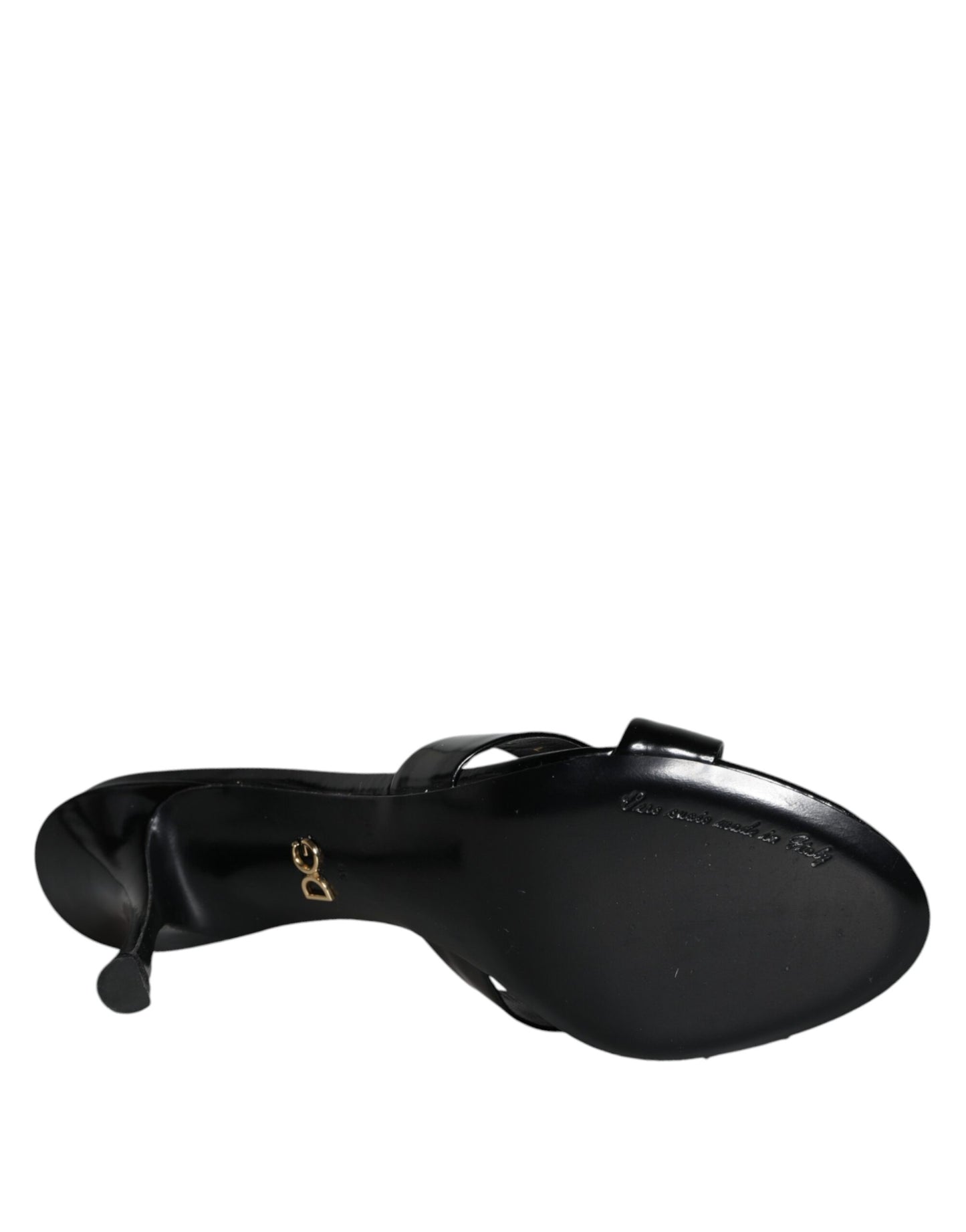 Dolce & Gabbana Black Leather Slides Keira Sandals Shoes Dolce & Gabbana