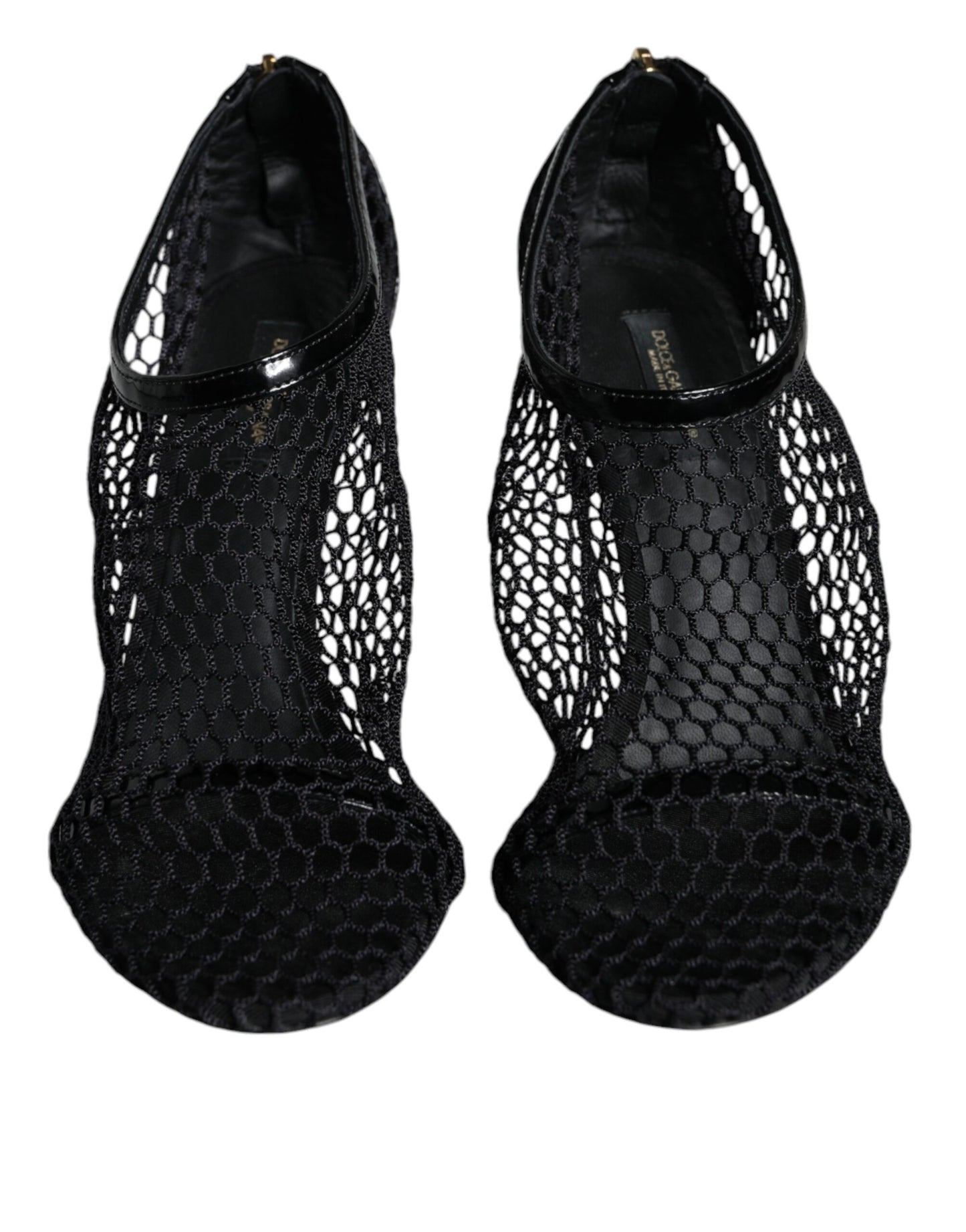 Dolce & Gabbana Black Mesh Leather Heels Keira Sandals Shoes Dolce & Gabbana