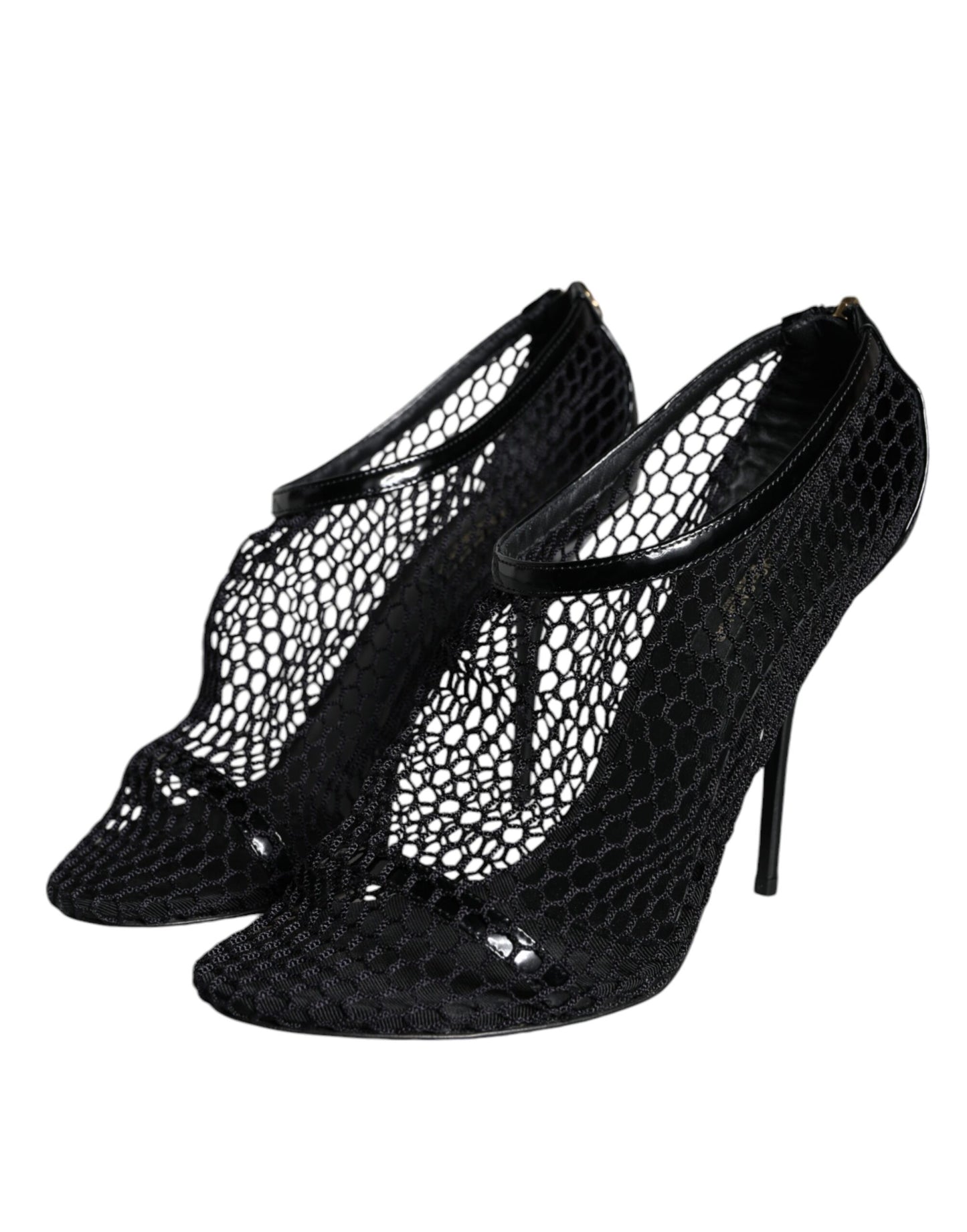 Dolce & Gabbana Black Mesh Leather Heels Keira Sandals Shoes Dolce & Gabbana