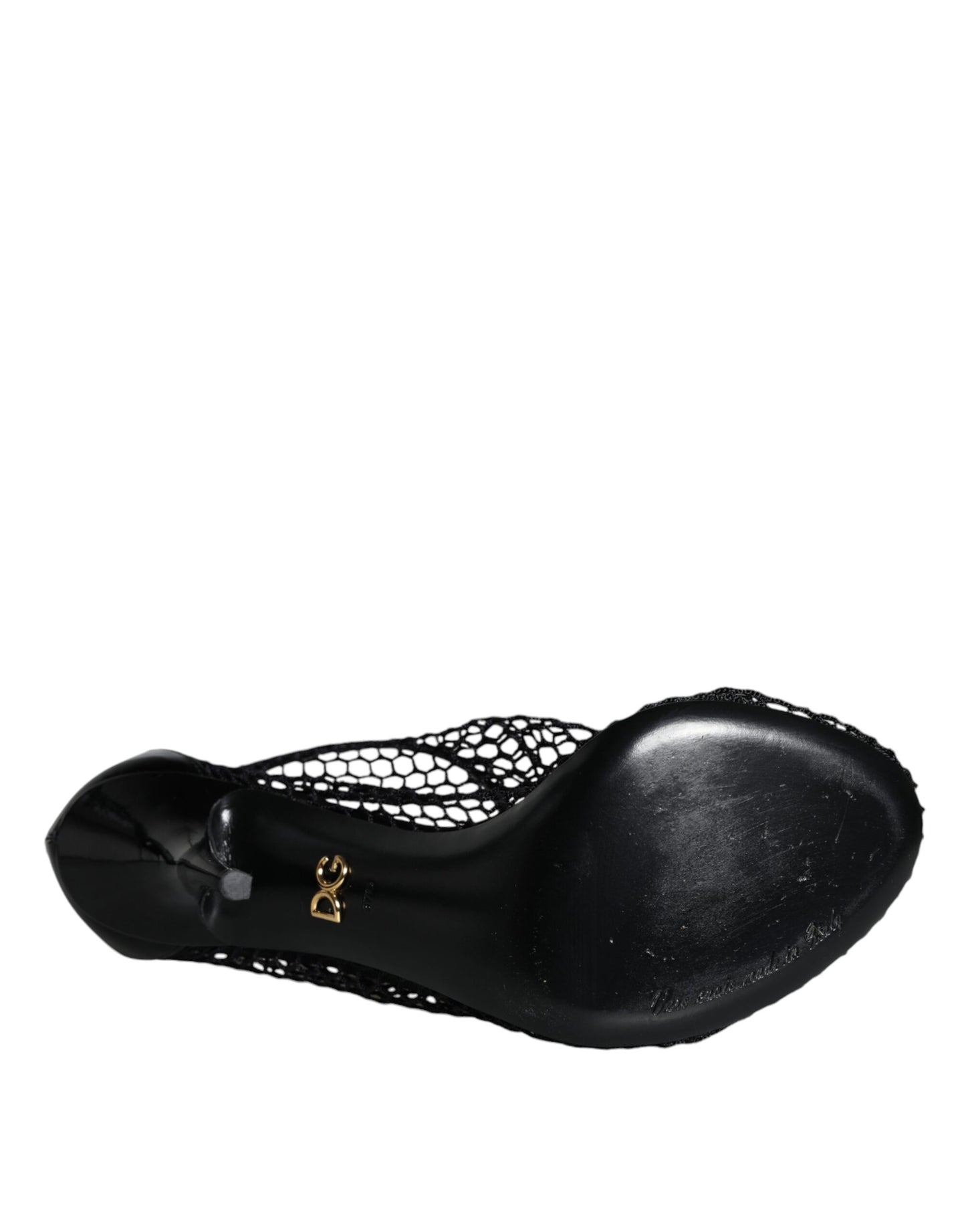 Dolce & Gabbana Black Mesh Leather Heels Keira Sandals Shoes Dolce & Gabbana