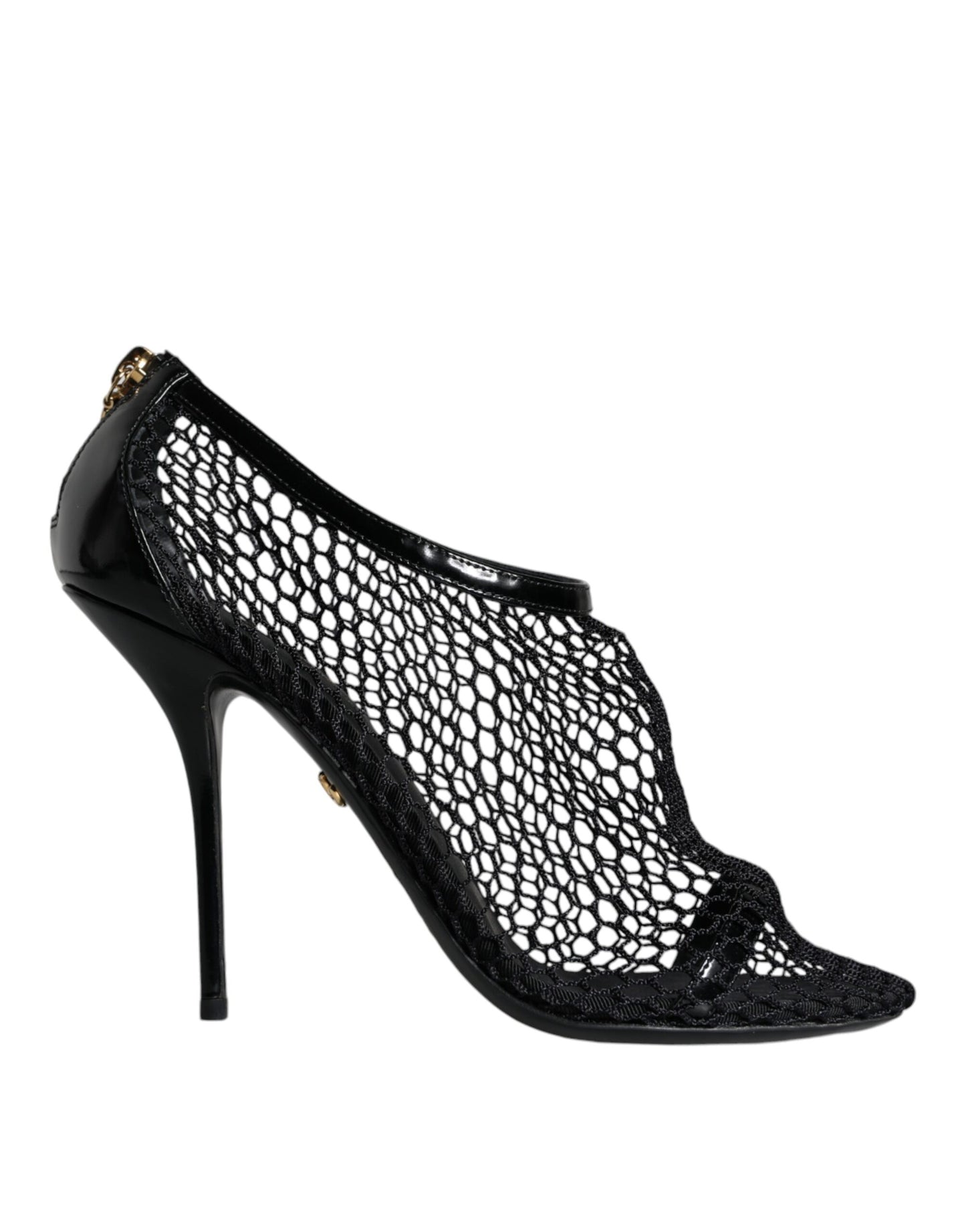 Dolce & Gabbana Black Mesh Leather Heels Keira Sandals Shoes Dolce & Gabbana