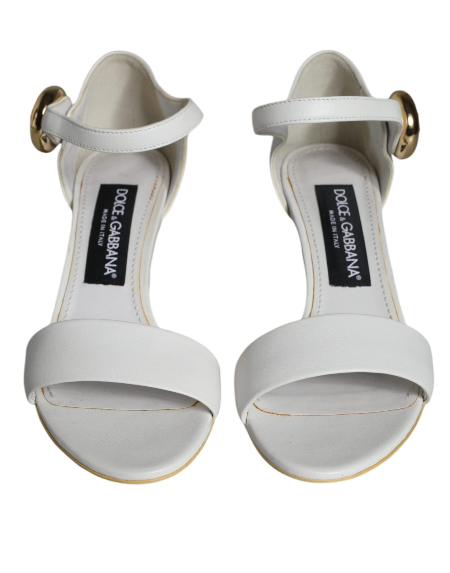 Dolce & Gabbana White Leather Heels Keira Sandals Shoes Dolce & Gabbana