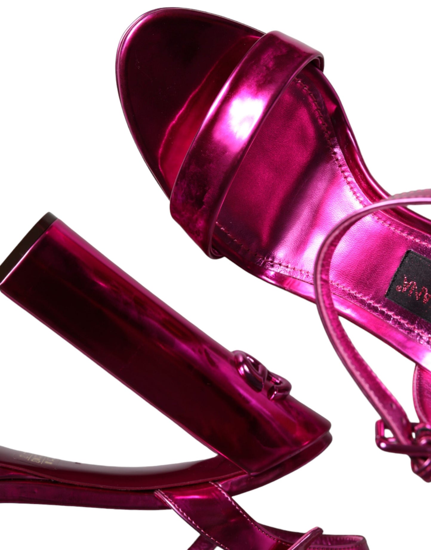 Dolce & Gabbana Fuchsia Leather Platform Logo Keira Sandals Shoes Dolce & Gabbana