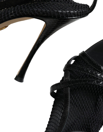 Dolce & Gabbana Black Mesh Stiletto Heels Sandals Shoes Dolce & Gabbana