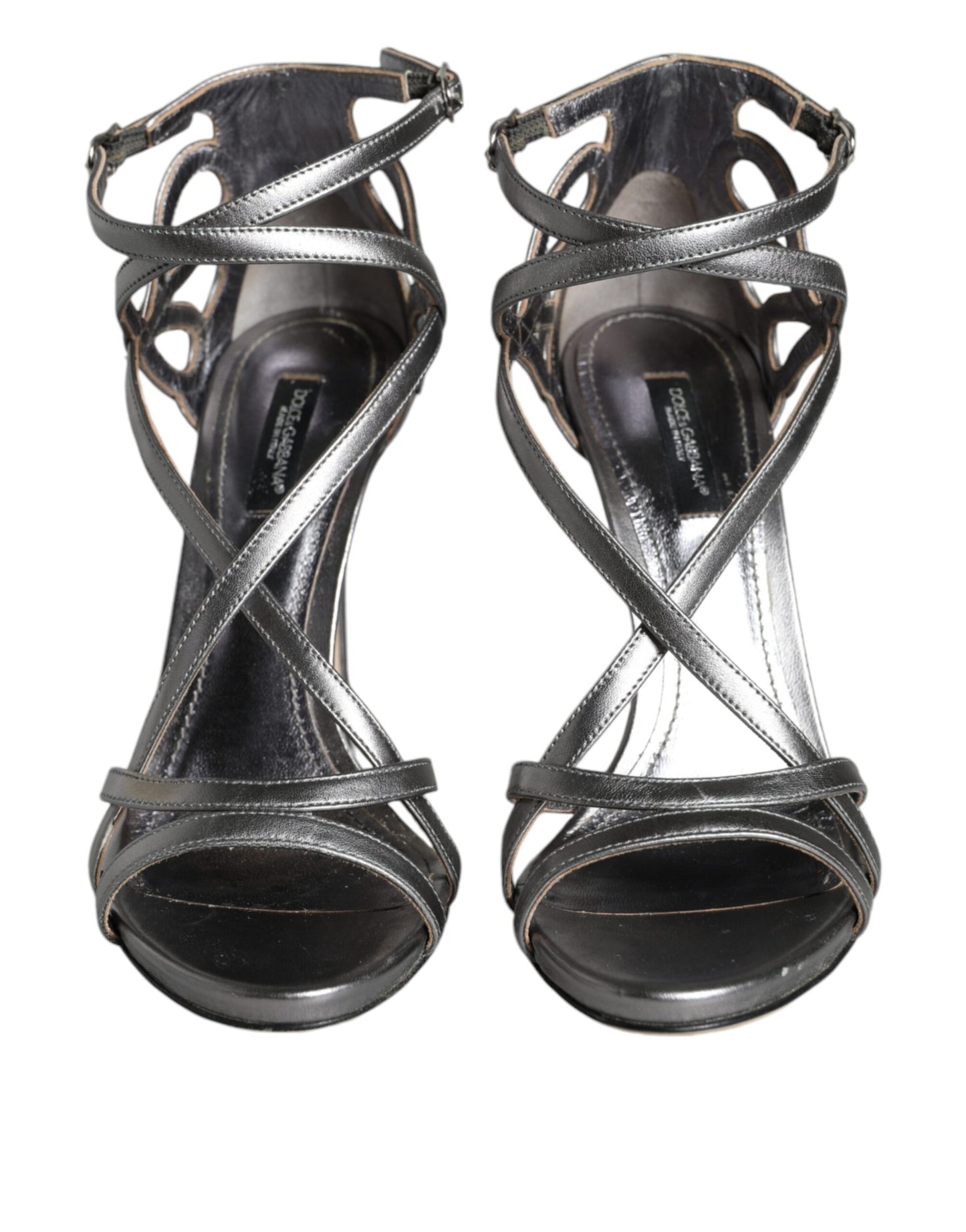 Dolce & Gabbana Silver Keira Leather Heels Sandals Shoes Dolce & Gabbana