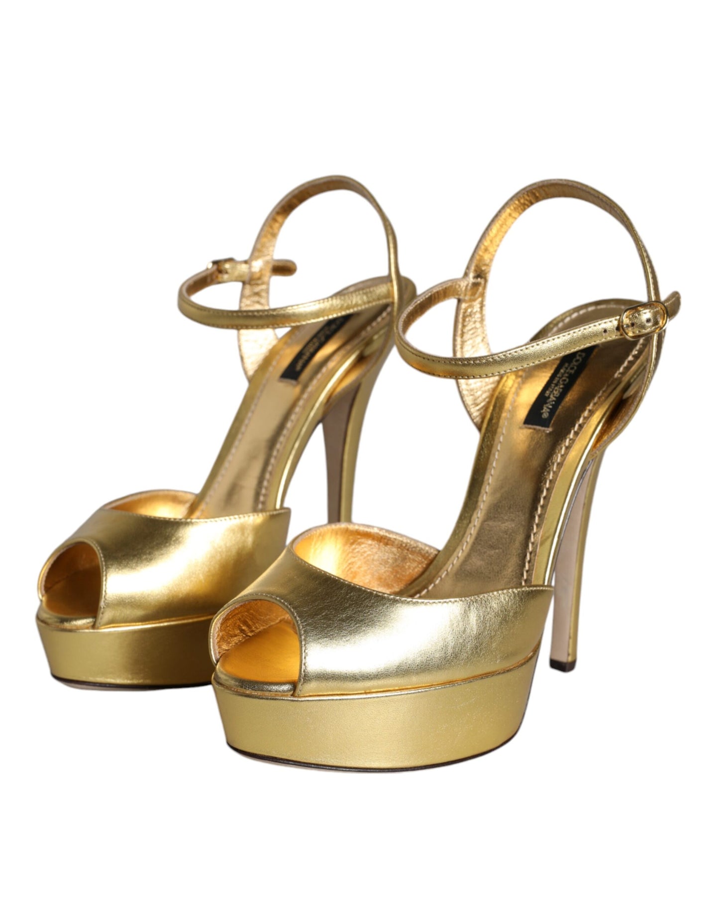 Dolce & Gabbana Gold Bette Leather Heels Sandals Shoes Dolce & Gabbana