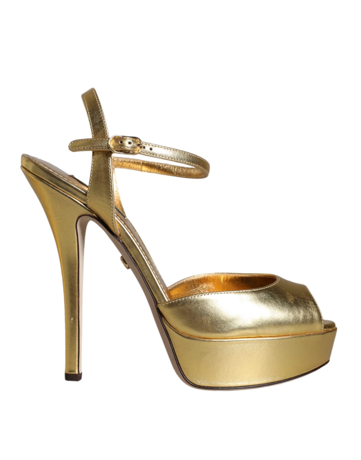 Dolce & Gabbana Gold Bette Leather Heels Sandals Shoes Dolce & Gabbana