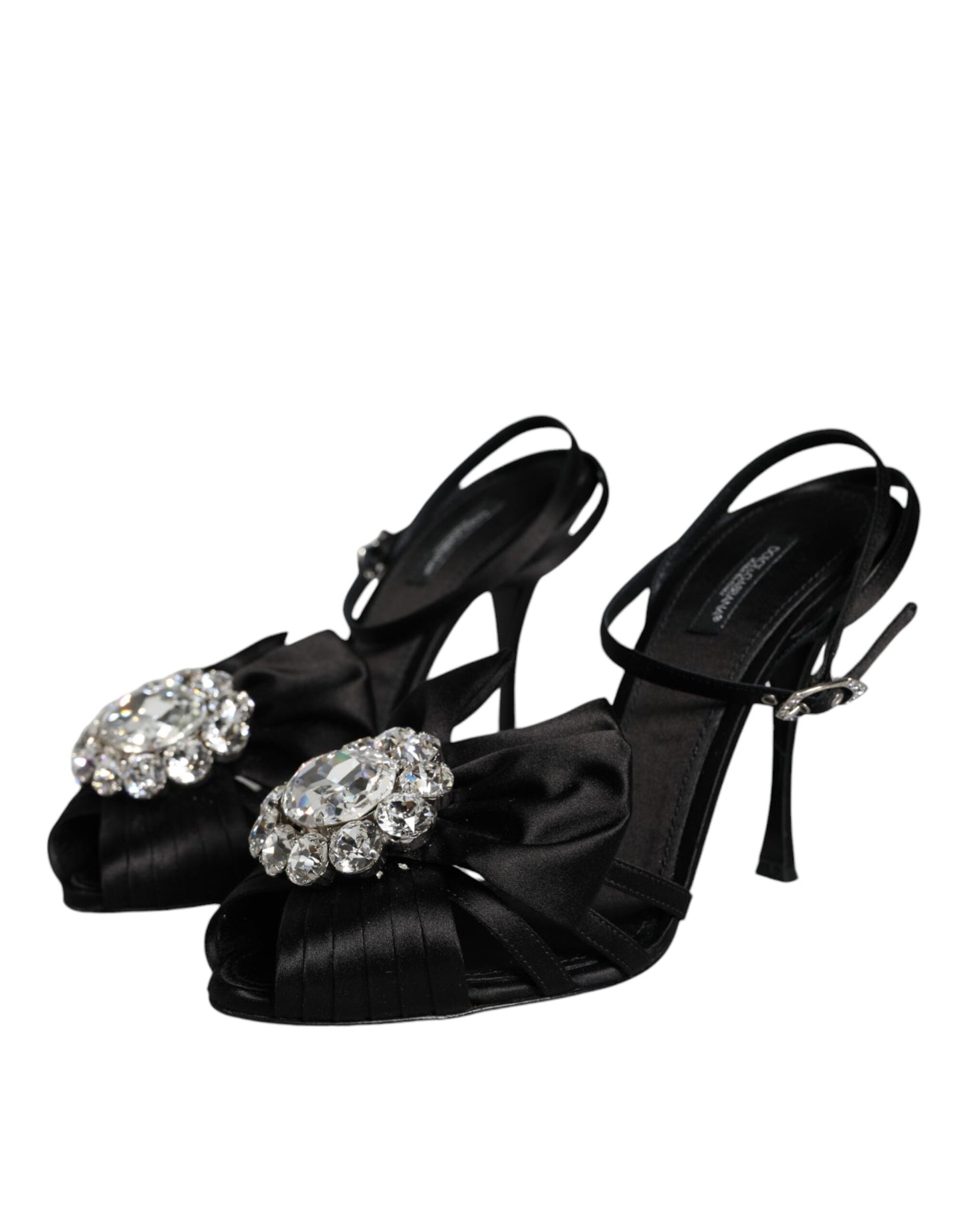 Dolce & Gabbana Black Crystal Ankle Strap Sandals Shoes Dolce & Gabbana