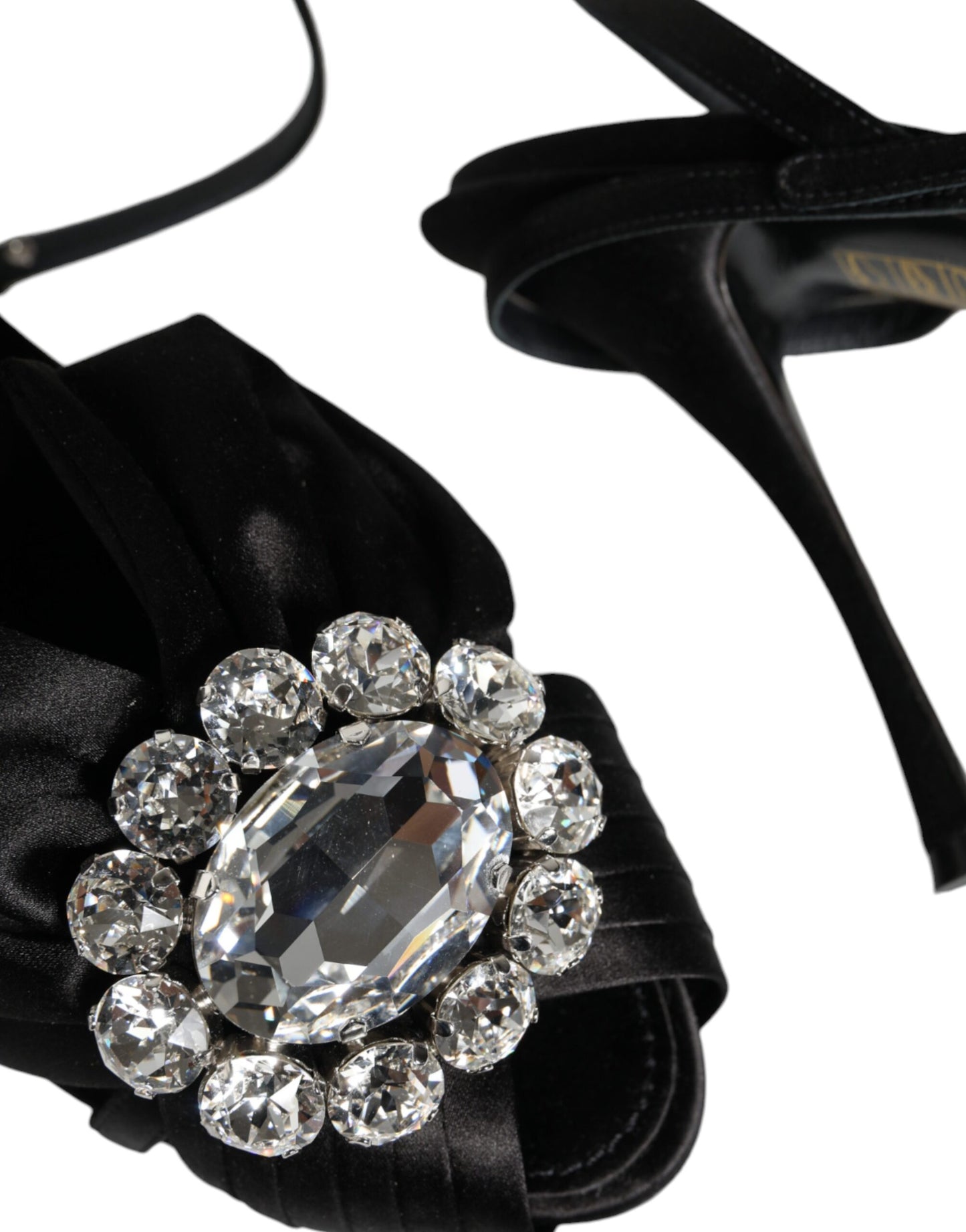 Dolce & Gabbana Black Crystal Ankle Strap Sandals Shoes Dolce & Gabbana