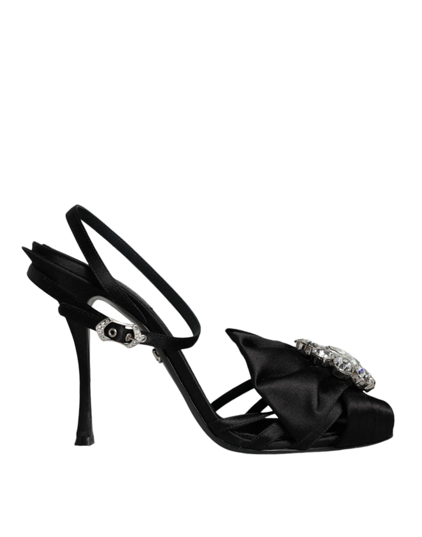 Dolce & Gabbana Black Crystal Ankle Strap Sandals Shoes Dolce & Gabbana