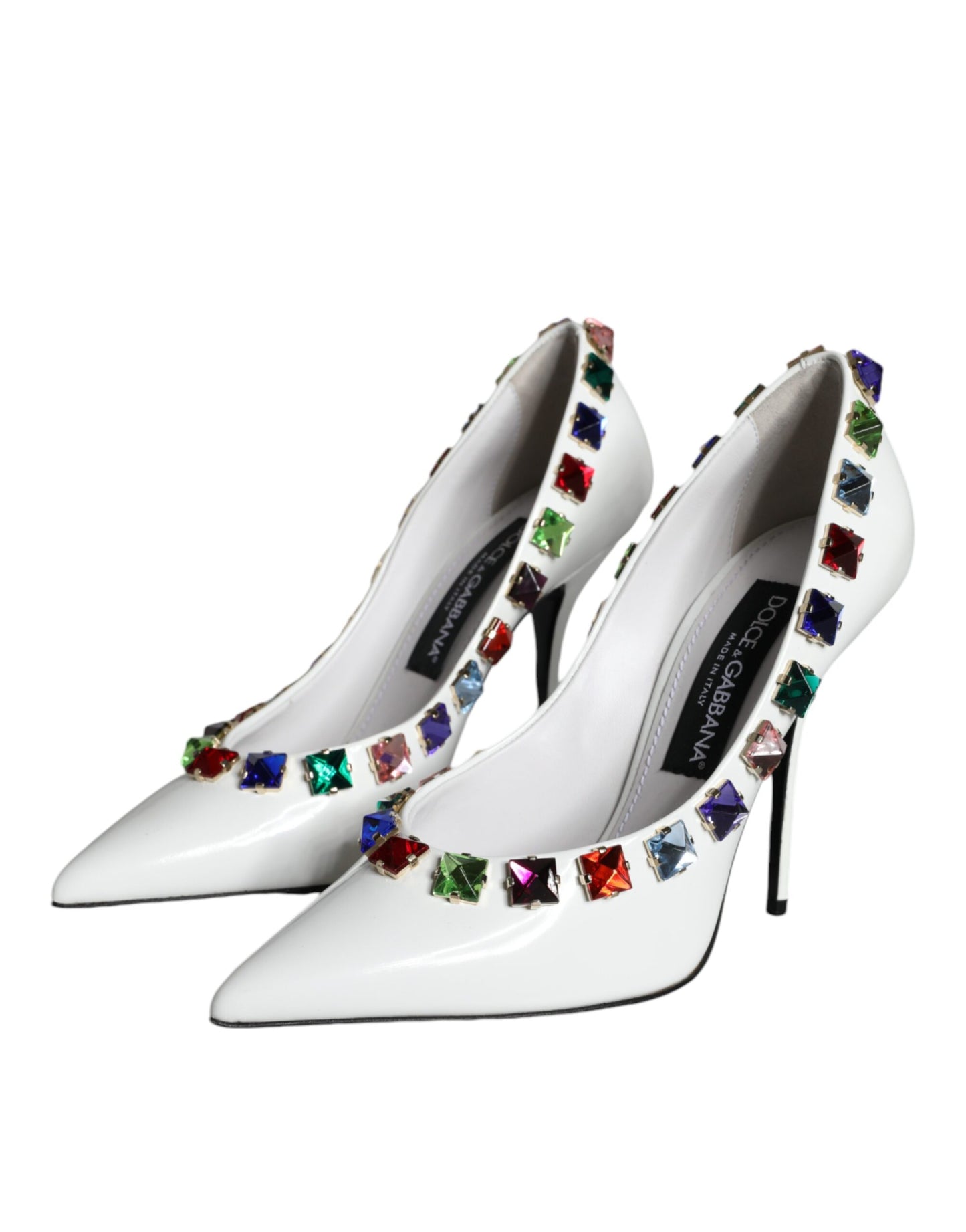 Dolce & Gabbana White Crystals Leather High Heels Pumps Shoes Dolce & Gabbana