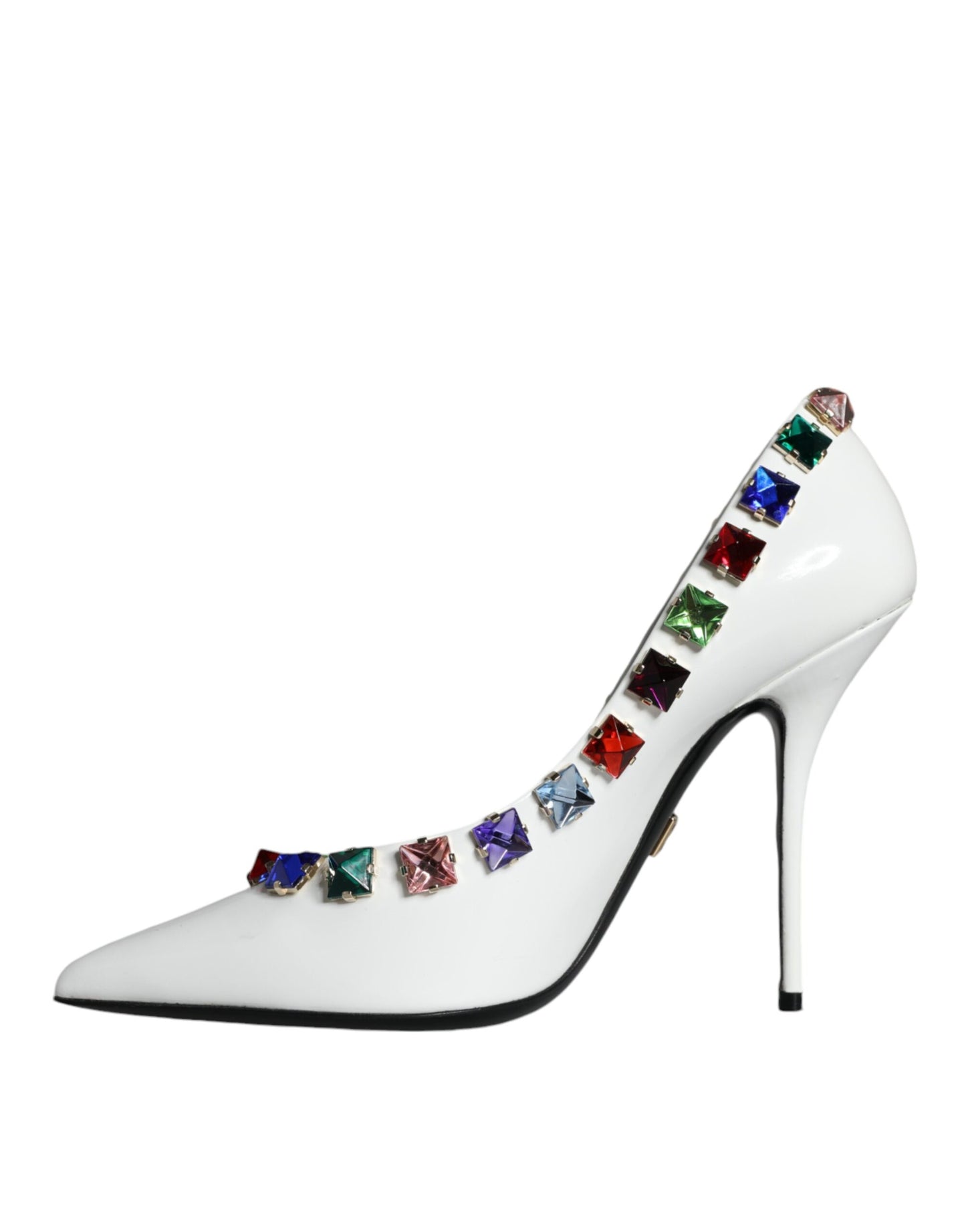 Dolce & Gabbana White Crystals Leather High Heels Pumps Shoes Dolce & Gabbana