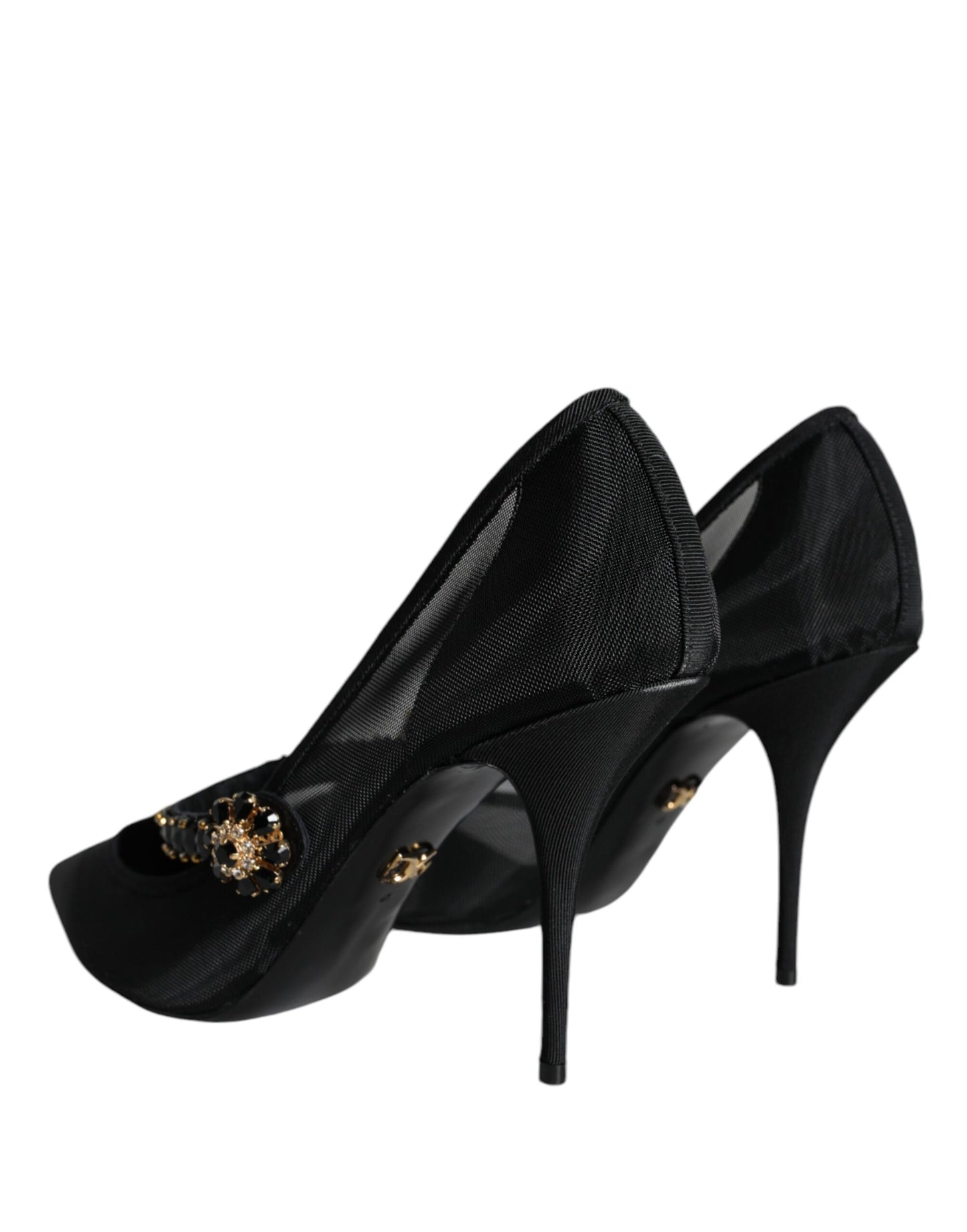 Dolce & Gabbana Black Mesh Mary Jane Crystal Heel Pumps Shoes Dolce & Gabbana