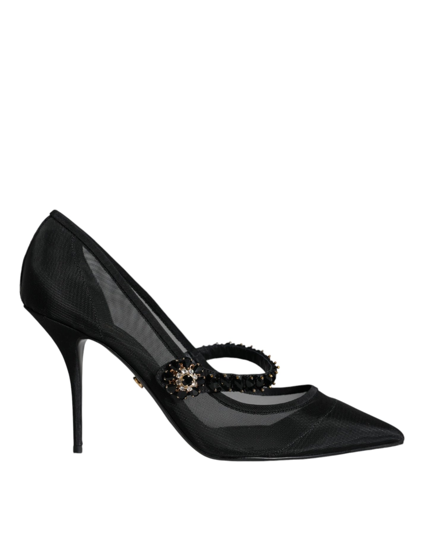 Dolce & Gabbana Black Mesh Mary Jane Crystal Heel Pumps Shoes Dolce & Gabbana