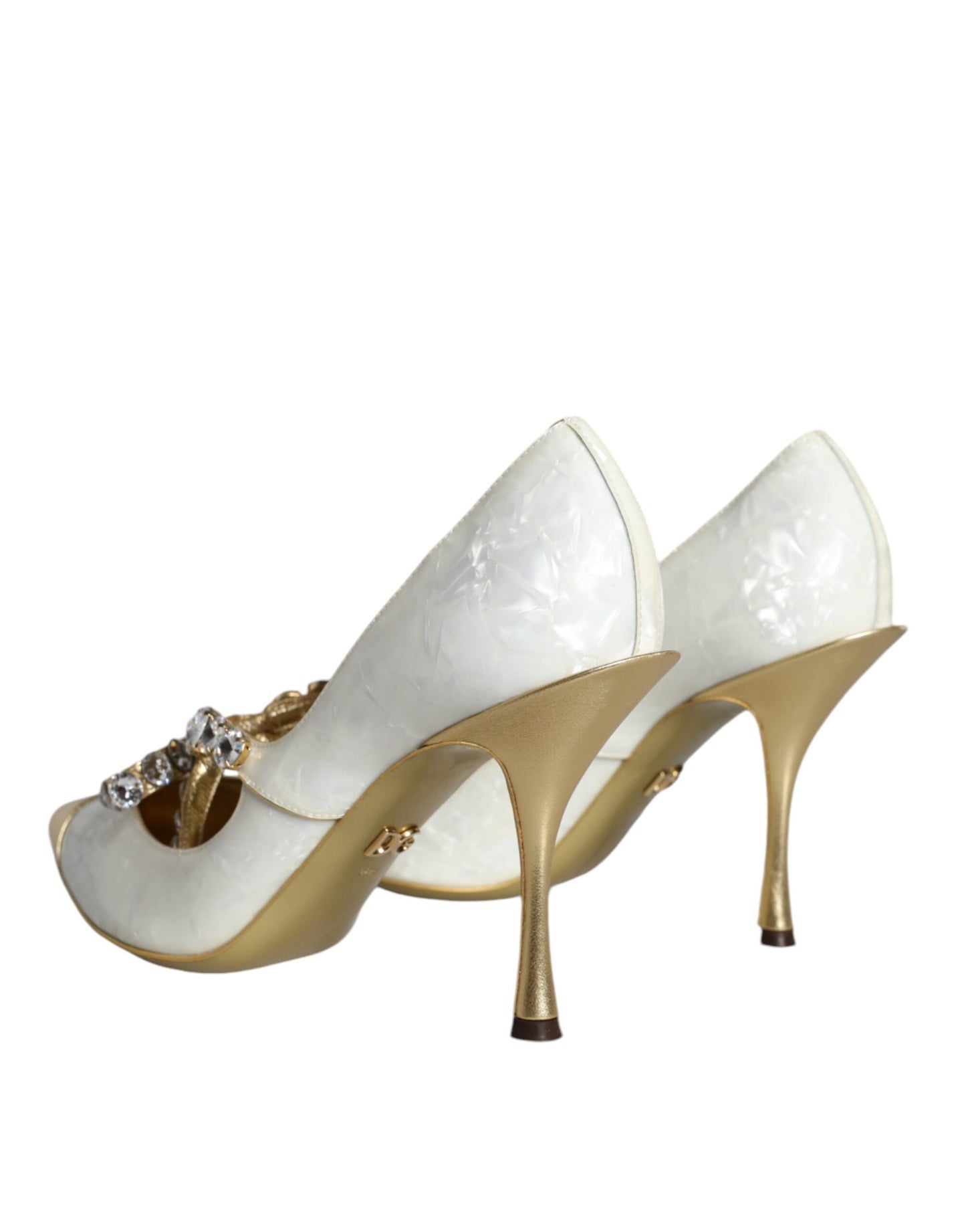 Dolce & Gabbana White Mary Jane Crystal Bow Pearl Pumps Shoes Dolce & Gabbana