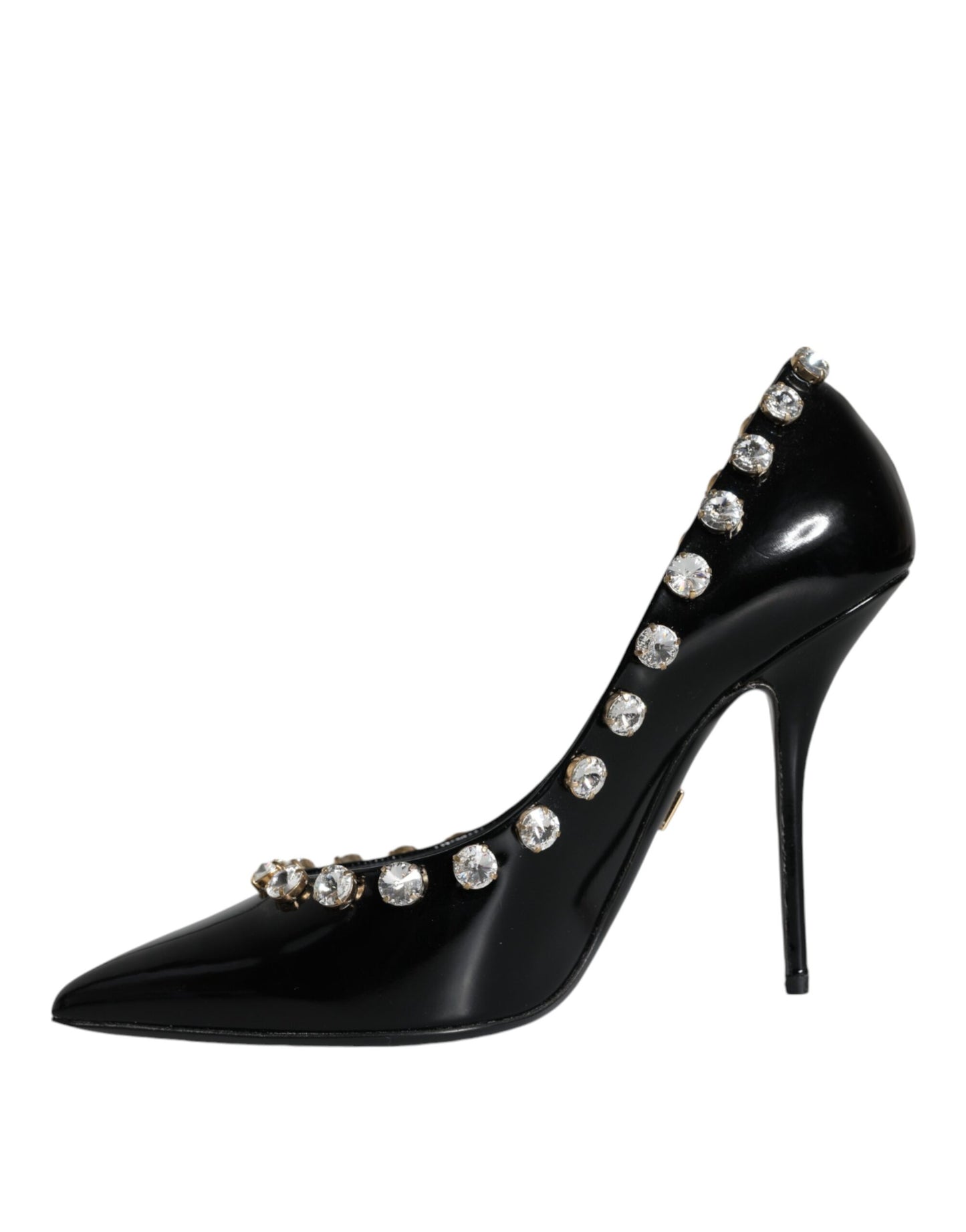 Dolce & Gabbana Black Crystals Leather High Heels Pumps Shoes Dolce & Gabbana