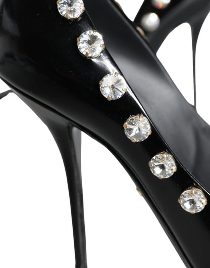 Dolce & Gabbana Black Crystals Leather High Heels Pumps Shoes Dolce & Gabbana