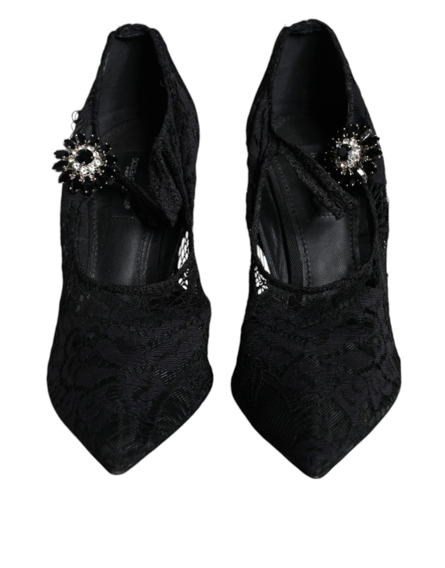 Dolce & Gabbana Black Mary Jane Pumps Lace Crystals Heels Shoes Dolce & Gabbana