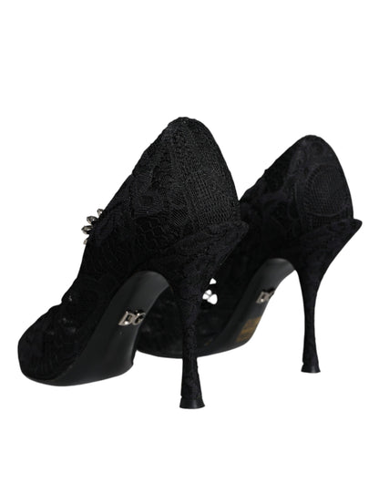 Dolce & Gabbana Black Mary Jane Pumps Lace Crystals Heels Shoes Dolce & Gabbana