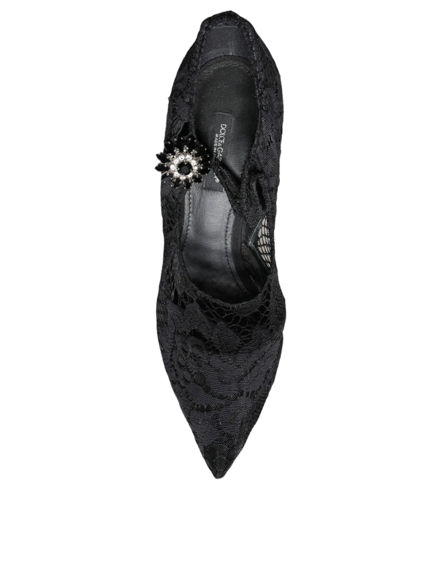 Dolce & Gabbana Black Mary Jane Pumps Lace Crystals Heels Shoes Dolce & Gabbana