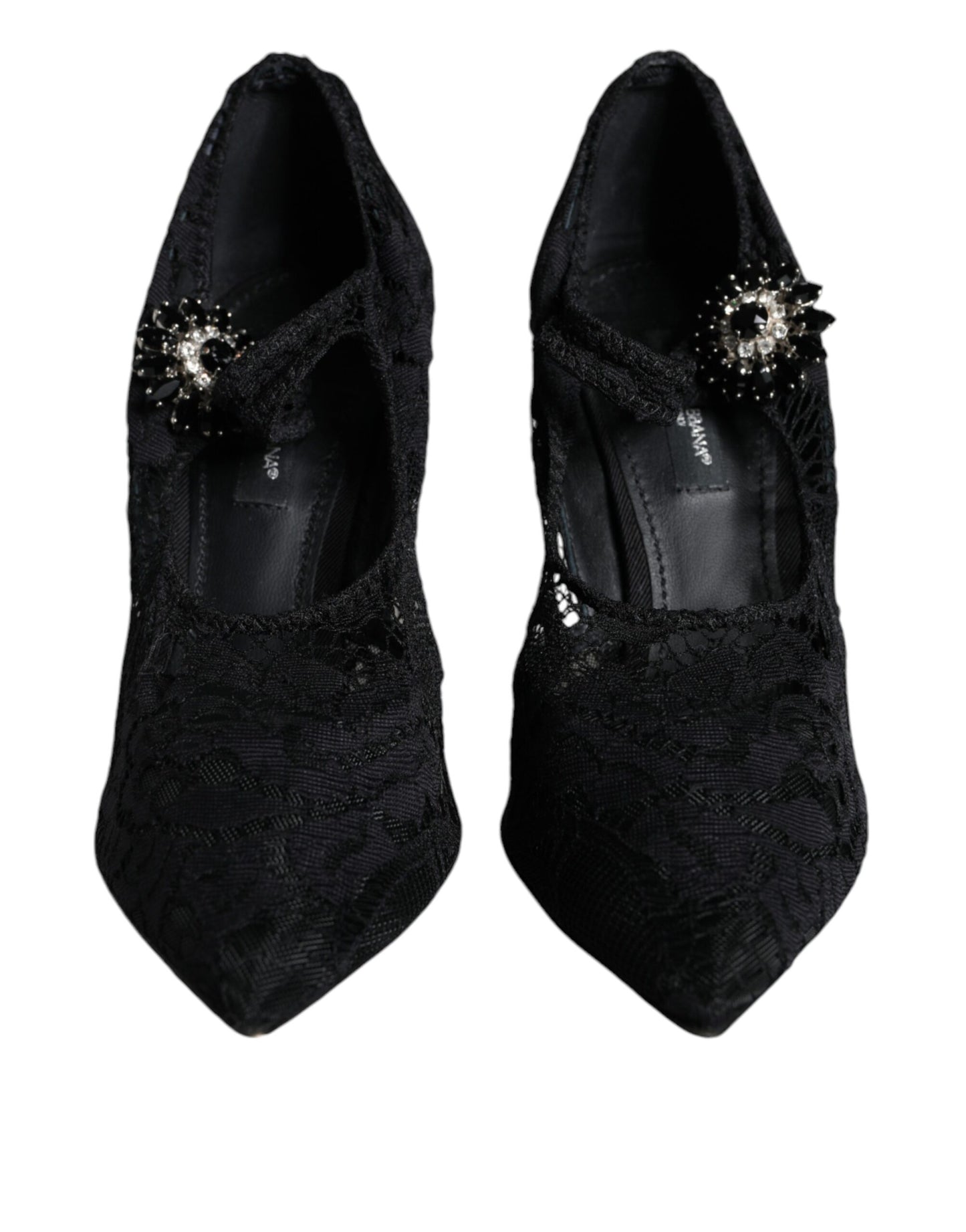 Dolce & Gabbana Black Mary Jane Pumps Lace Crystals Heels Shoes Dolce & Gabbana