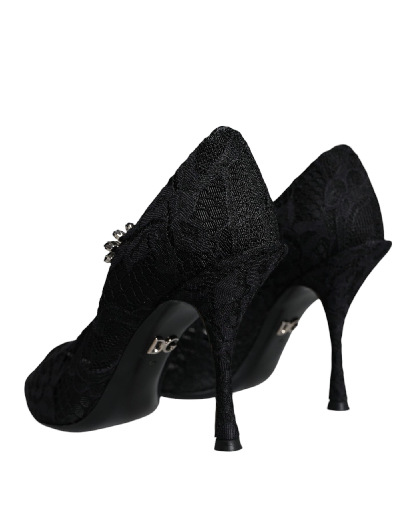 Dolce & Gabbana Black Mary Jane Pumps Lace Crystals Heels Shoes Dolce & Gabbana