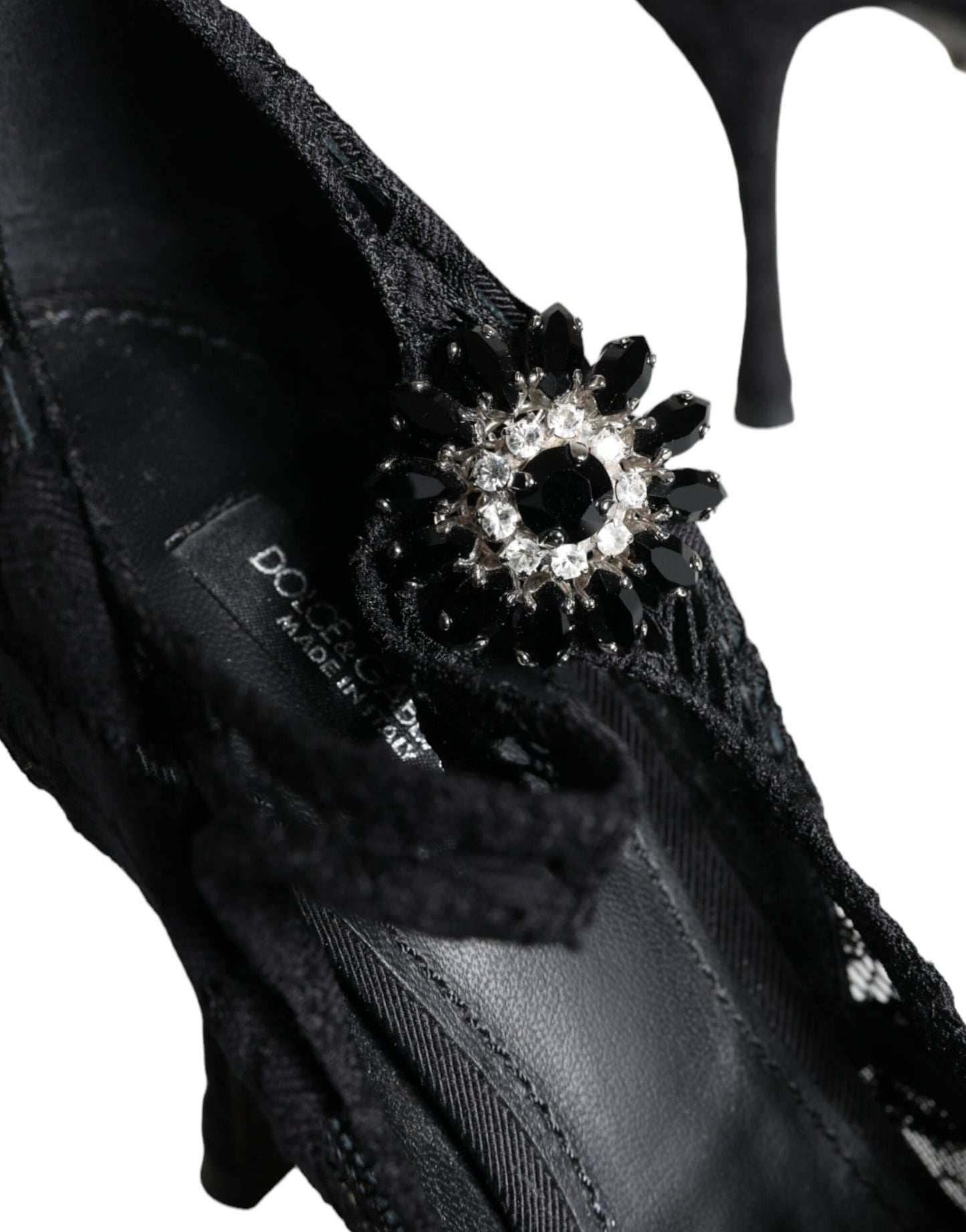 Dolce & Gabbana Black Mary Jane Pumps Lace Crystals Heels Shoes Dolce & Gabbana