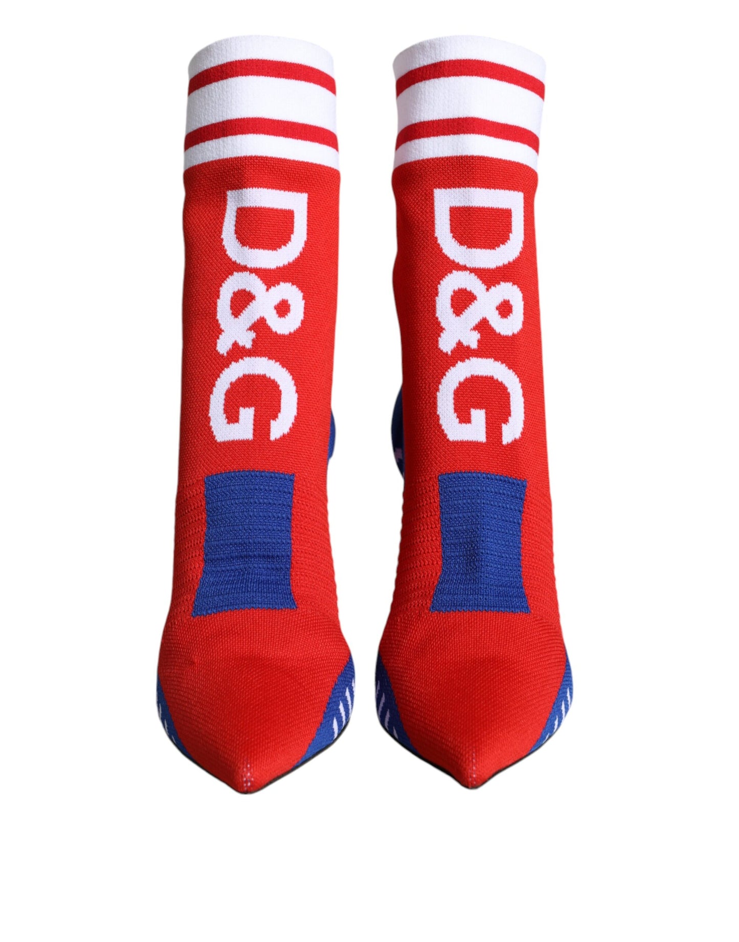 Dolce & Gabbana Red Blue Stretch Sock Style Ankle Boots Logo Shoes Dolce & Gabbana