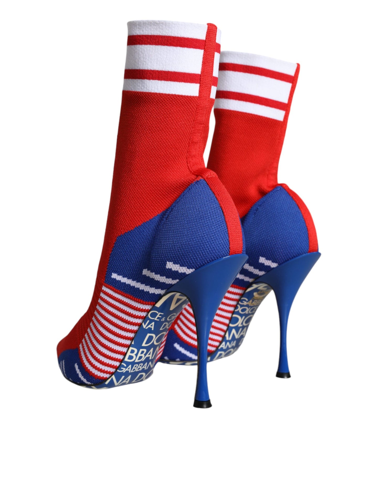 Dolce & Gabbana Red Blue Stretch Sock Style Ankle Boots Logo Shoes Dolce & Gabbana