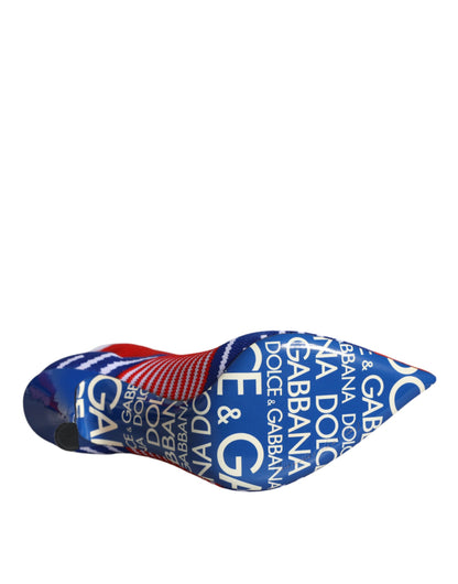 Dolce & Gabbana Red Blue Stretch Sock Style Ankle Boots Logo Shoes Dolce & Gabbana