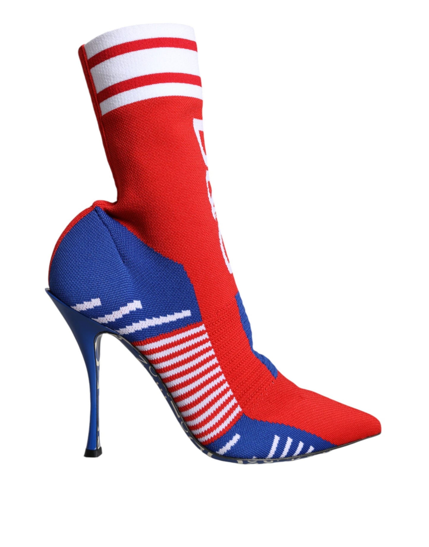 Dolce & Gabbana Red Blue Stretch Sock Style Ankle Boots Logo Shoes Dolce & Gabbana