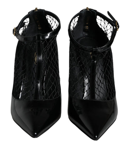 Dolce & Gabbana Black Mesh Patent Leather Heels Pumps Shoes Dolce & Gabbana