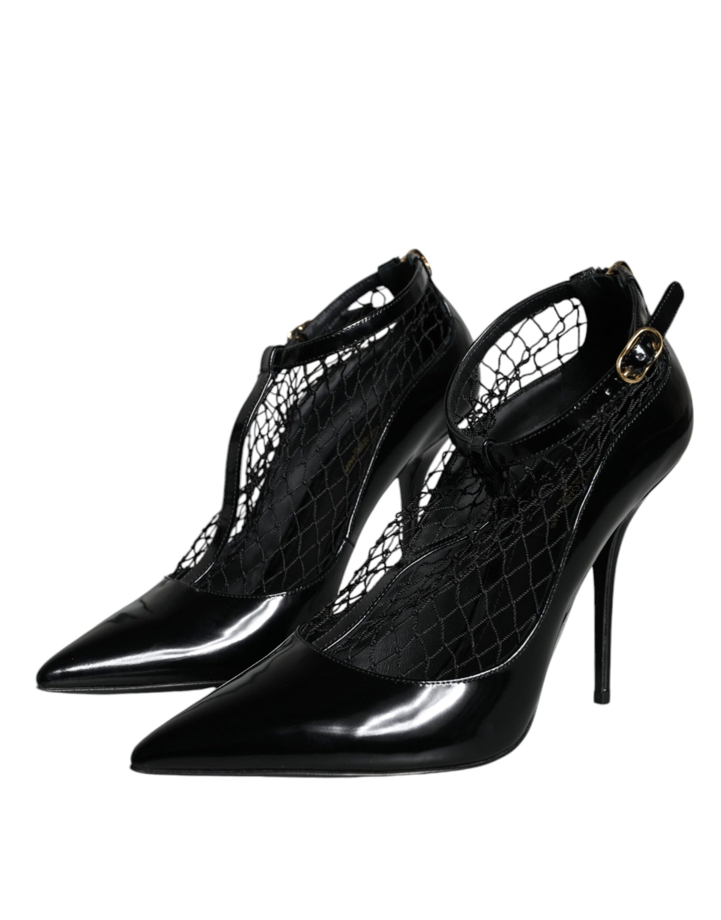 Dolce & Gabbana Black Mesh Patent Leather Heels Pumps Shoes Dolce & Gabbana