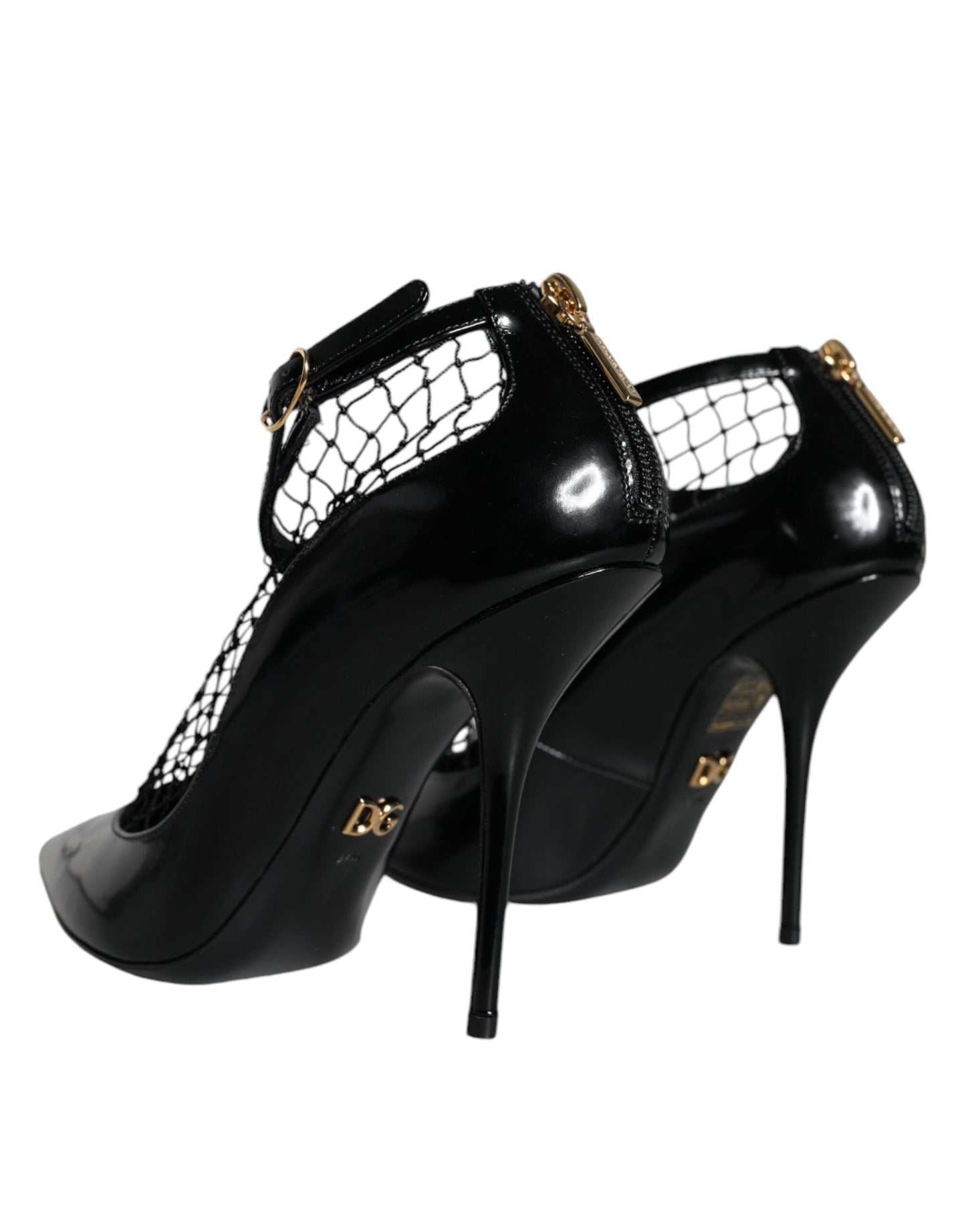 Dolce & Gabbana Black Mesh Patent Leather Heels Pumps Shoes Dolce & Gabbana