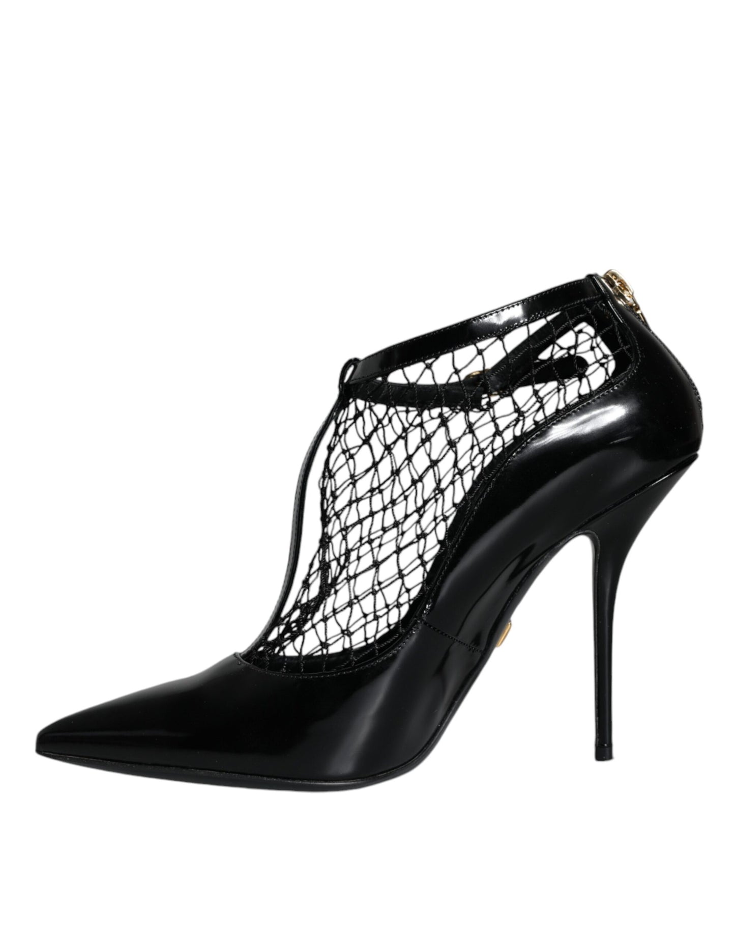 Dolce & Gabbana Black Mesh Patent Leather Heels Pumps Shoes Dolce & Gabbana