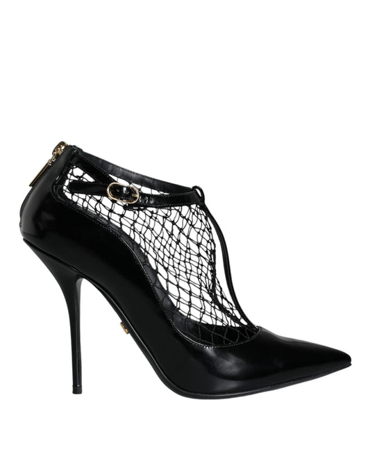 Dolce & Gabbana Black Mesh Patent Leather Heels Pumps Shoes Dolce & Gabbana