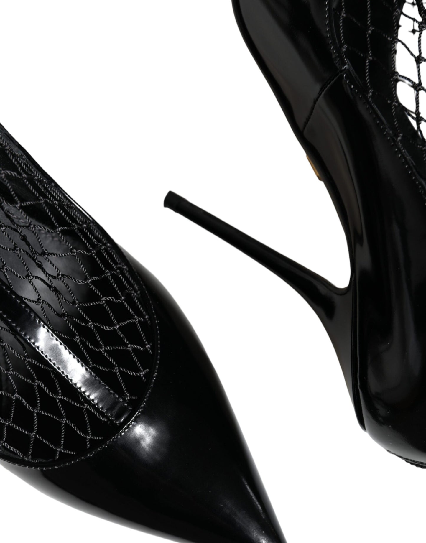 Dolce & Gabbana Black Mesh Patent Leather Heels Pumps Shoes Dolce & Gabbana