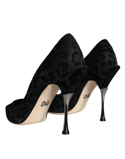 Dolce & Gabbana Black Leopard Lurex High Heels Pumps Shoes Dolce & Gabbana