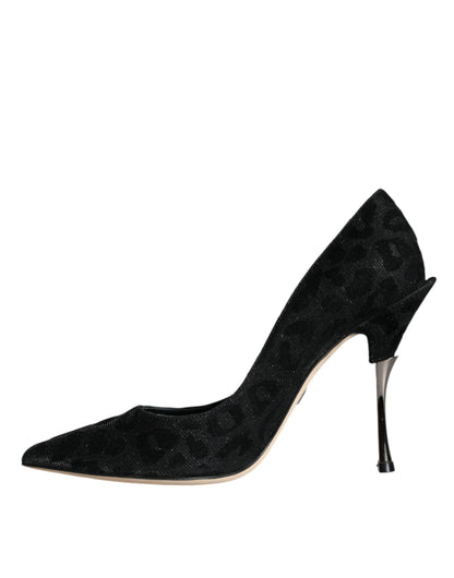 Dolce & Gabbana Black Leopard Lurex High Heels Pumps Shoes Dolce & Gabbana