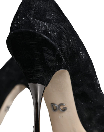 Dolce & Gabbana Black Leopard Lurex High Heels Pumps Shoes Dolce & Gabbana