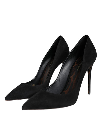 Dolce & Gabbana Black Suede Leather High Heels Pumps Shoes Dolce & Gabbana